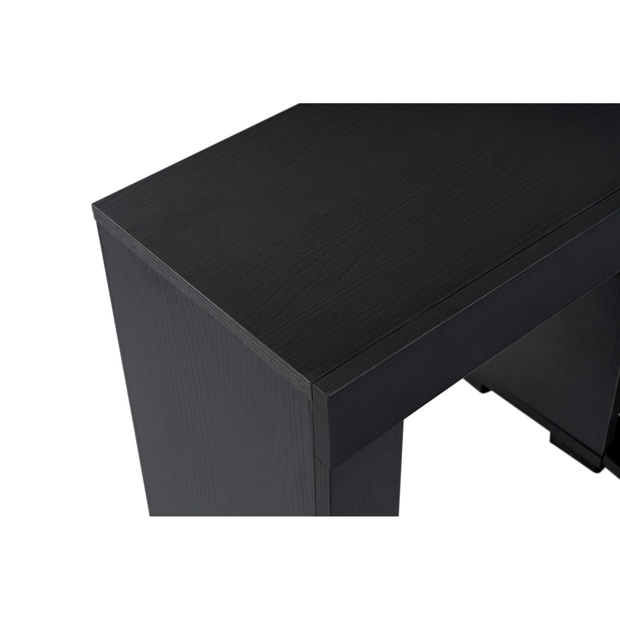Banc TV moderne noir avec rangement - effet bois MARFA
