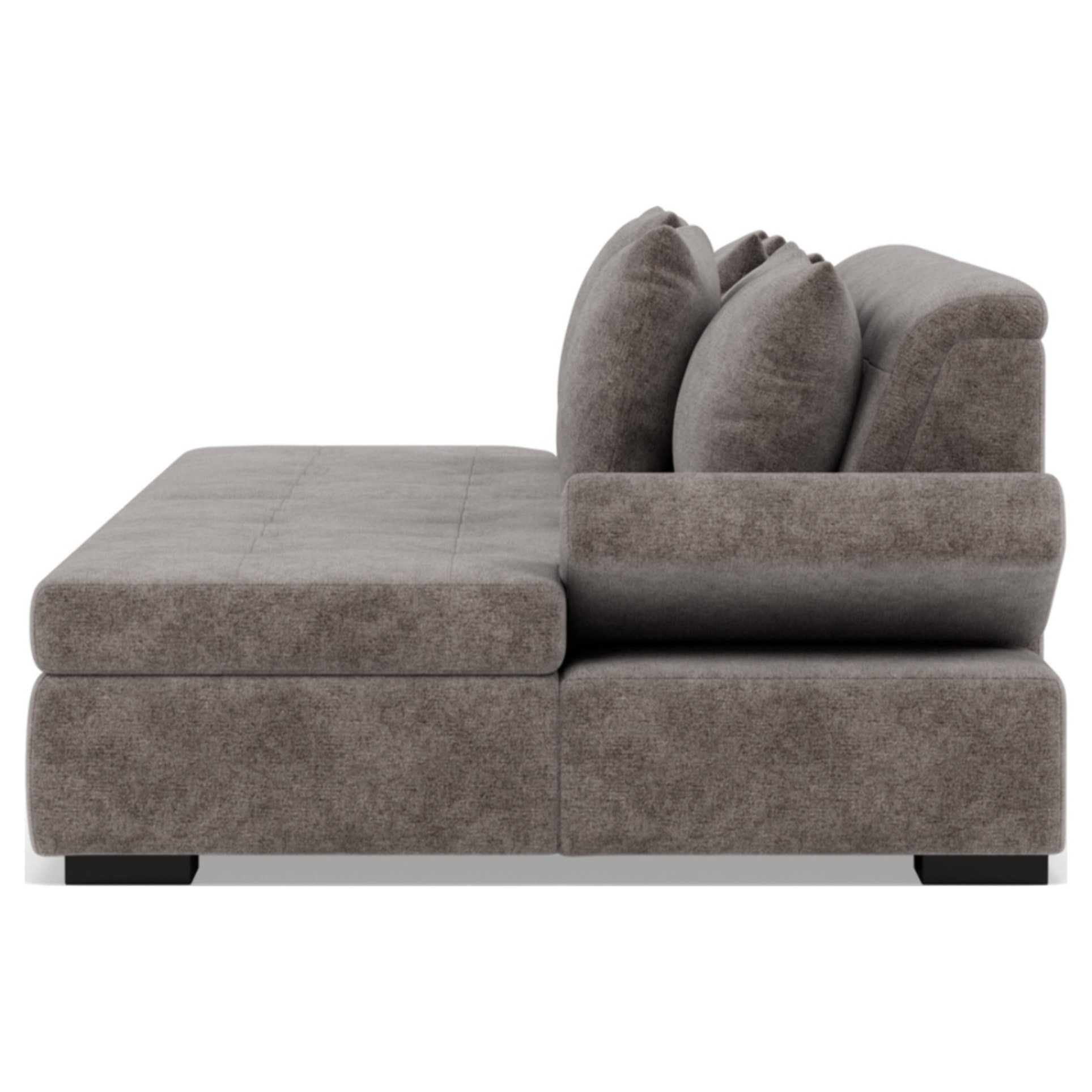 Vermont - canapé droit 4 places avec double méridienne - assise profonde - en velours texturé - Gris