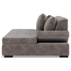 Vermont - canapé droit 4 places avec double méridienne - assise profonde - en velours texturé - Gris
