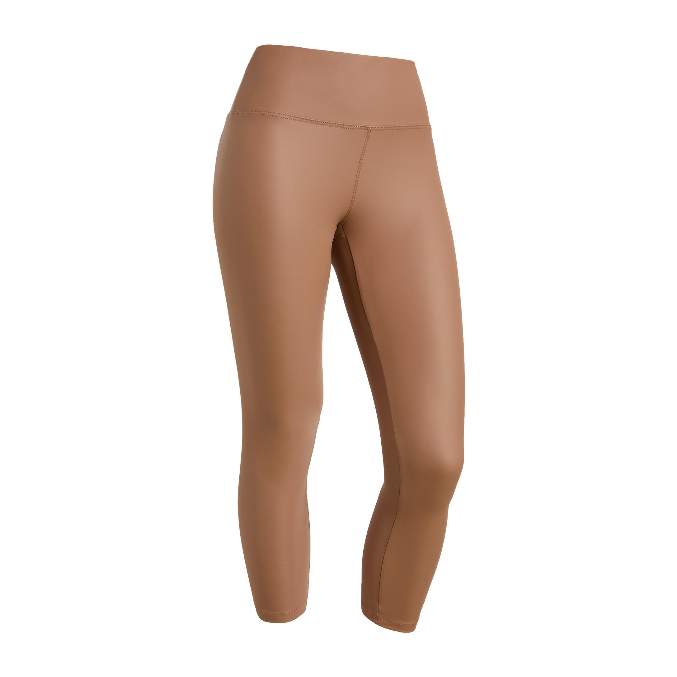 Leggings 7/8 vita alta in tessuto coated effetto pelle