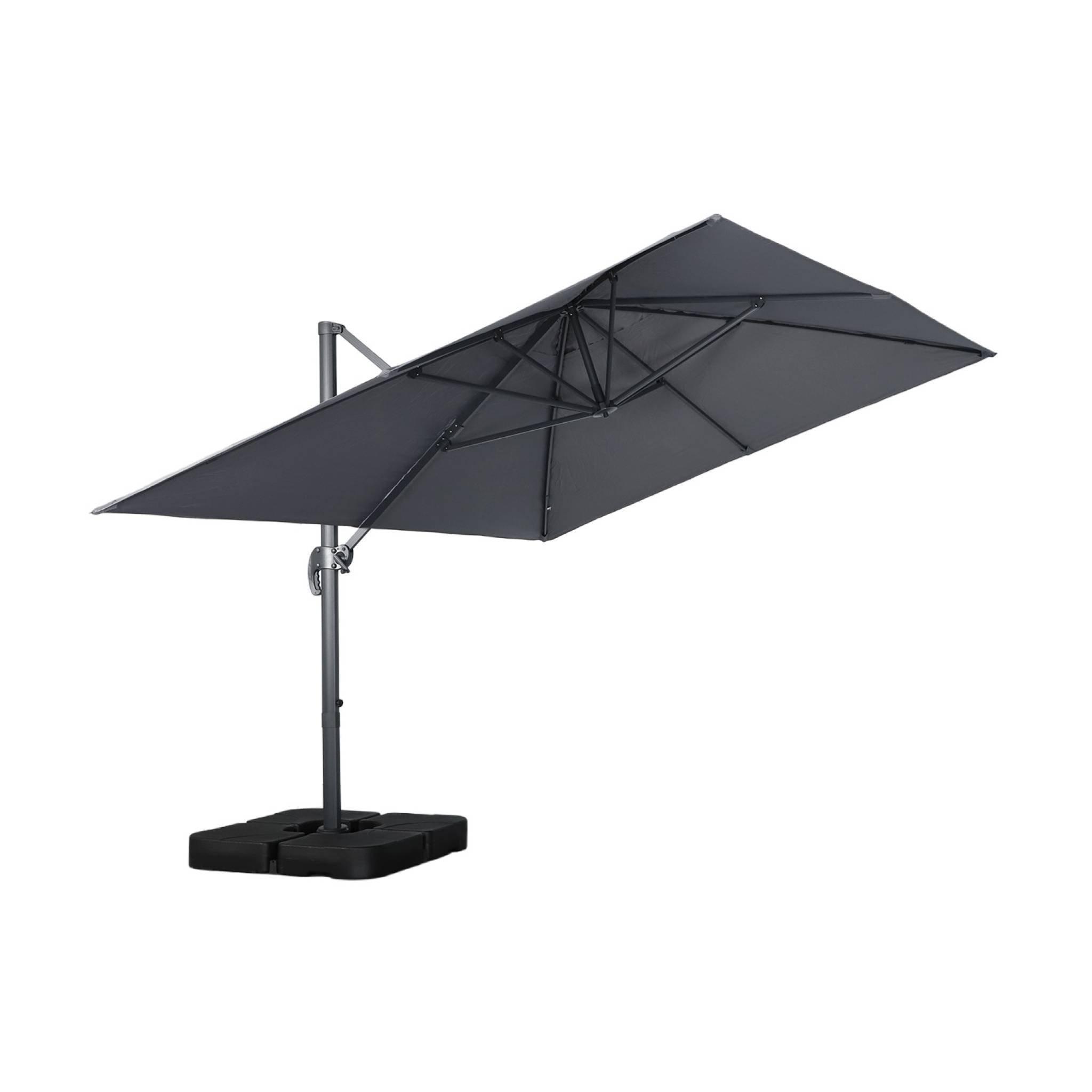 Parasol déporté rectangulaire 3x4m + dalles à lester 50x50cm WIMEREUX + DALLES