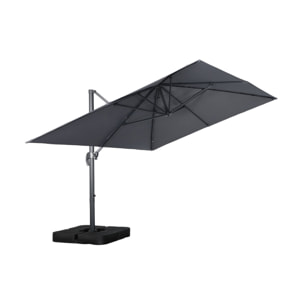 Parasol déporté rectangulaire 3x4m + dalles à lester 50x50cm WIMEREUX + DALLES