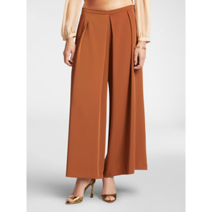 Elena Mirò - Pantaloni ampi cropped con pieghe - Marrone