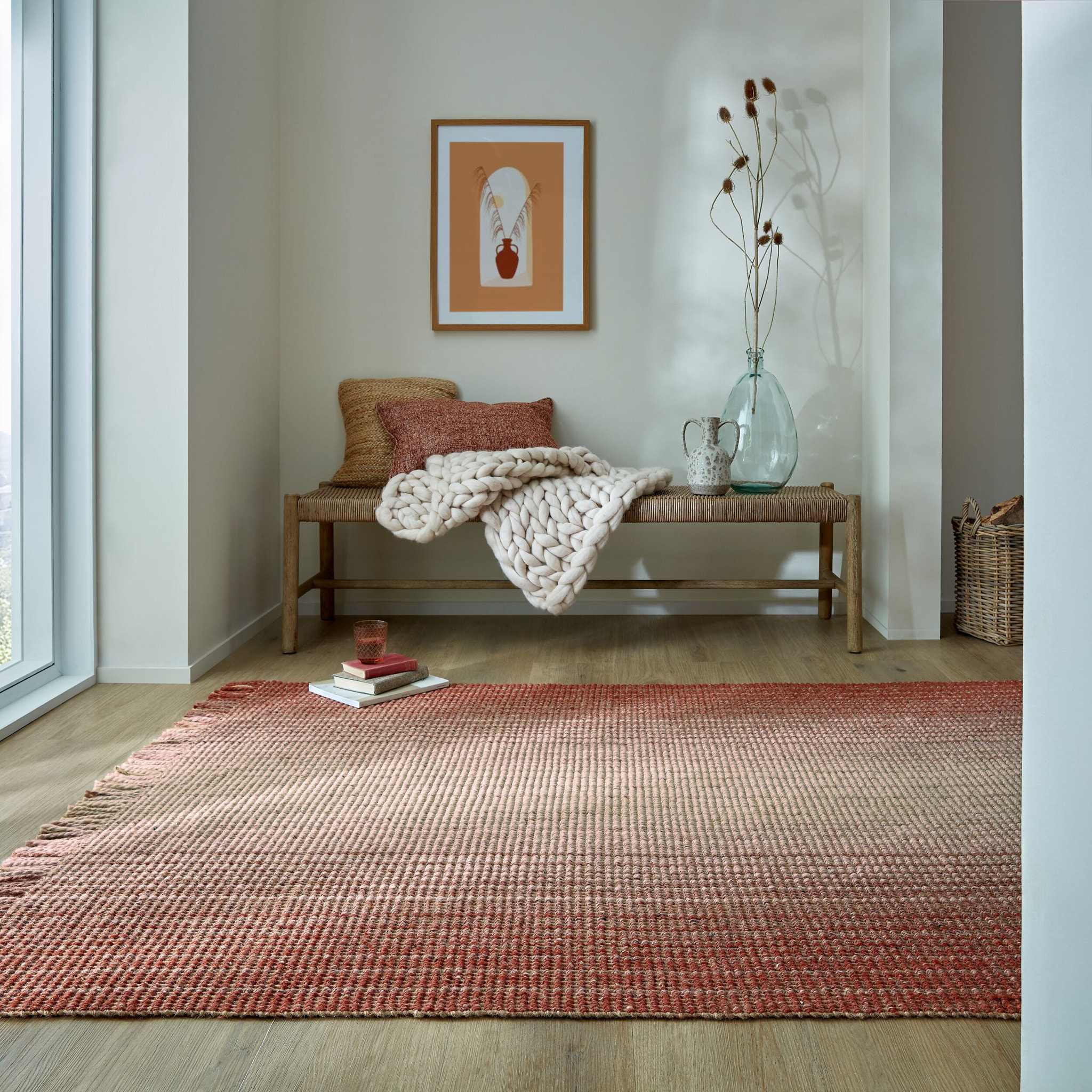 Tapis en jute OMBRE Rouge