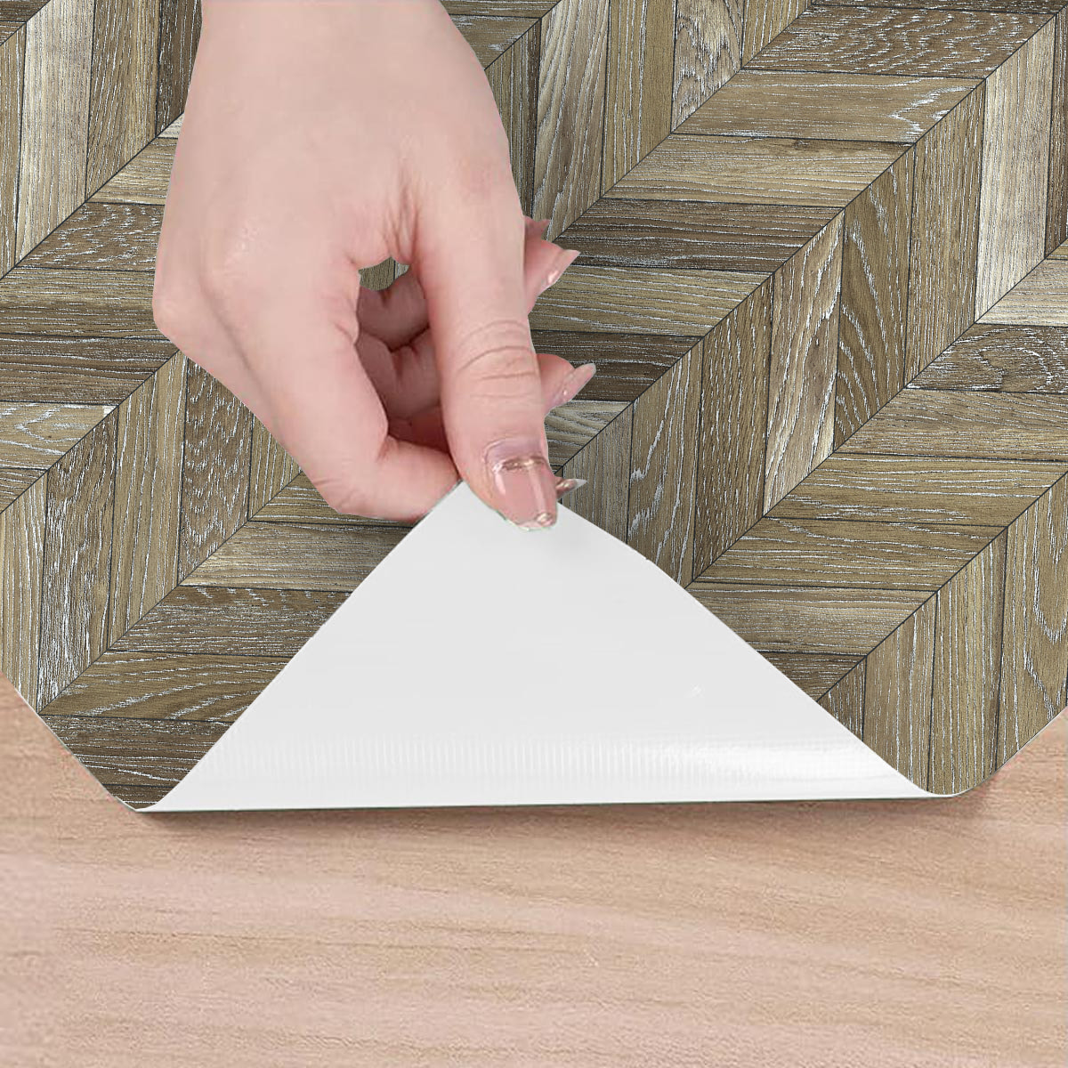 Revêtement sticker sol - PARQUET BOIS DU KANSAS - Rouleau adhésif Protection Anti-dérapant