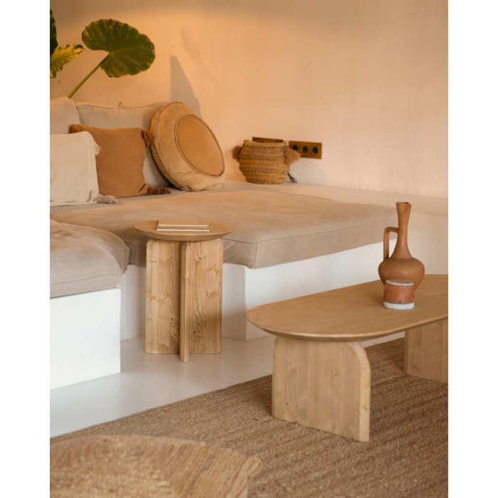 Table d’appoint en bois massif chêne moyen de 50x45cm Hauteur: 50 Longueur: 45 Largeur: 45