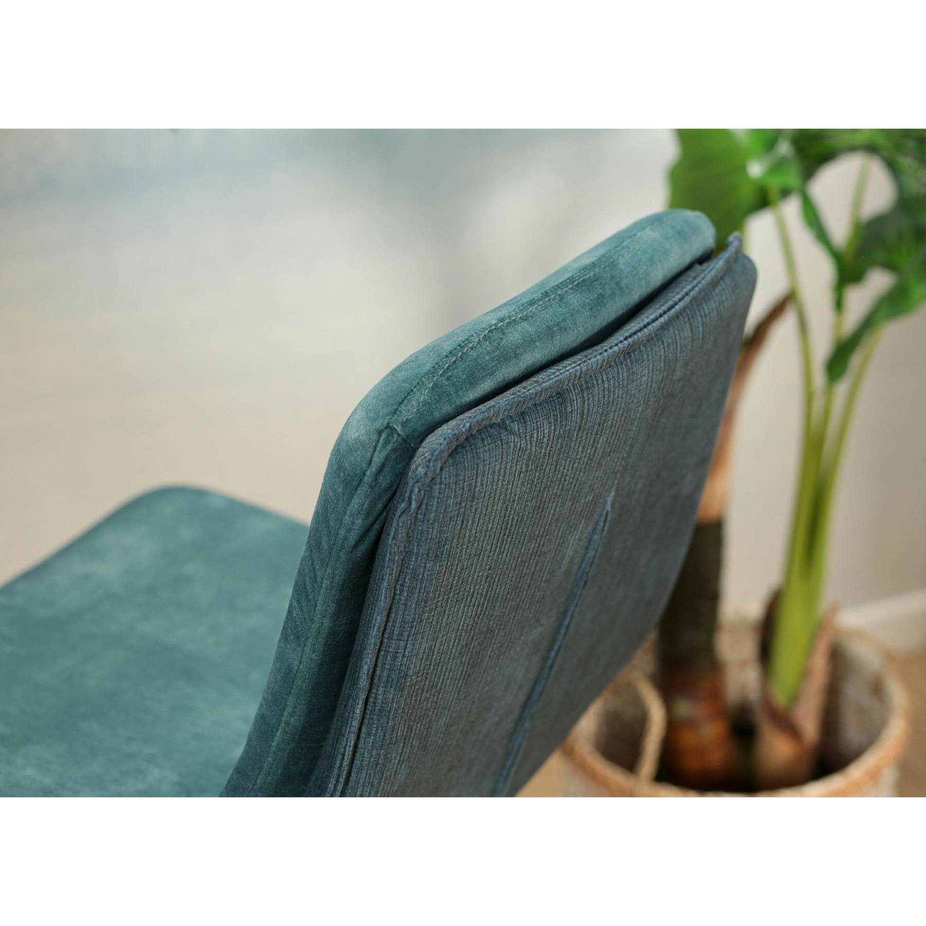 Chaise de bar en velours bleu à double coussinage (lot de 2) OKA