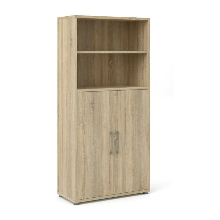 Credenza Saotome, Buffet da soggiorno, Madia da salotto, Dispensa da cucina, 89x40 h186 cm, Quercia
