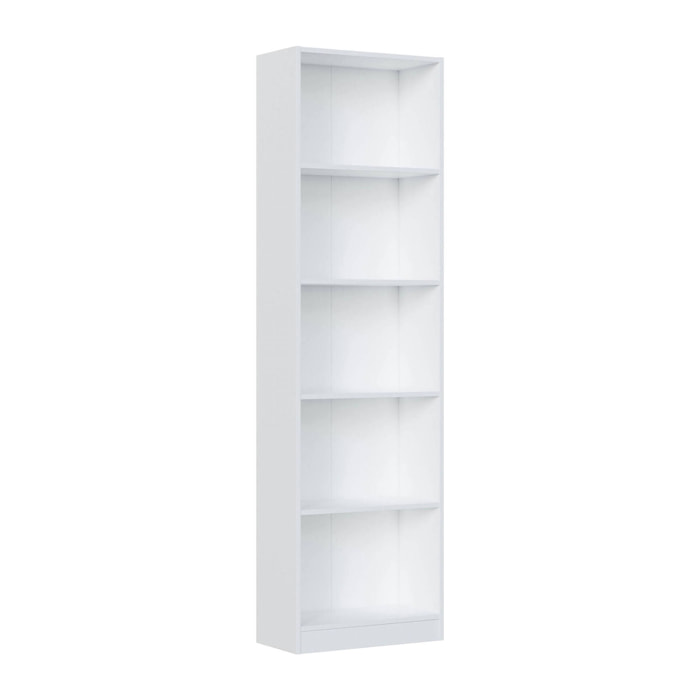 Libreria Artico, Mobile portalibri alta a 5 ripiani, Scaffale da ufficio o cameretta, Scaffale moderno con scomparti, 52x25h80 cm, Bianco