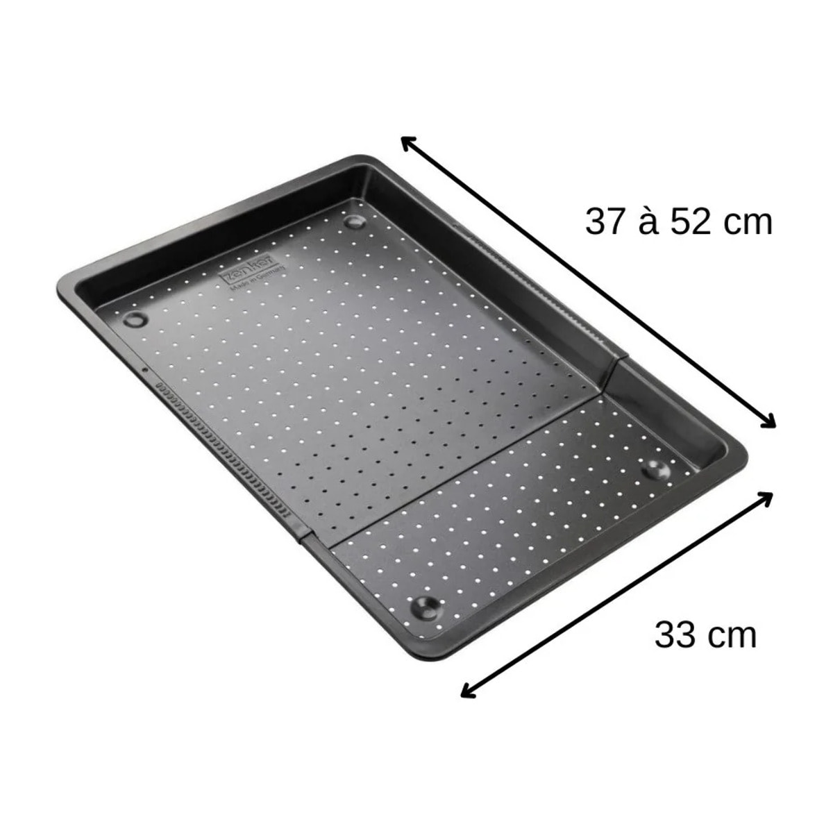 Plaque à pizza rectangulaire perforée extensible 37 à 52 x 33 cm Zenker Black Metallic