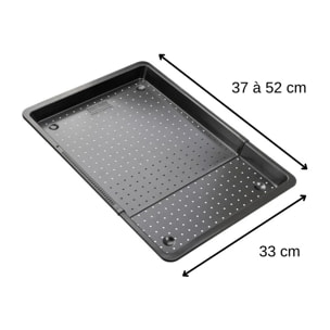 Plaque à pizza rectangulaire perforée extensible 37 à 52 x 33 cm Zenker Black Metallic