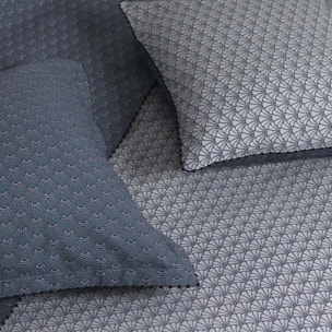 Taie d'oreiller percale de coton imprimé gris bleu Osaka givre