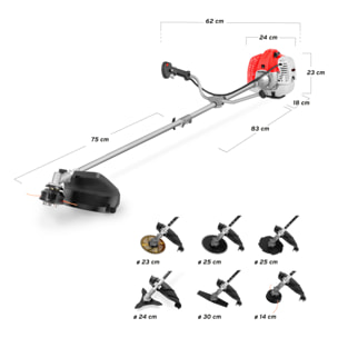 Desbrozadora de gasolina motor de 2 tiempos de 65cc y 4.9cv - Greencut GGT650X-6