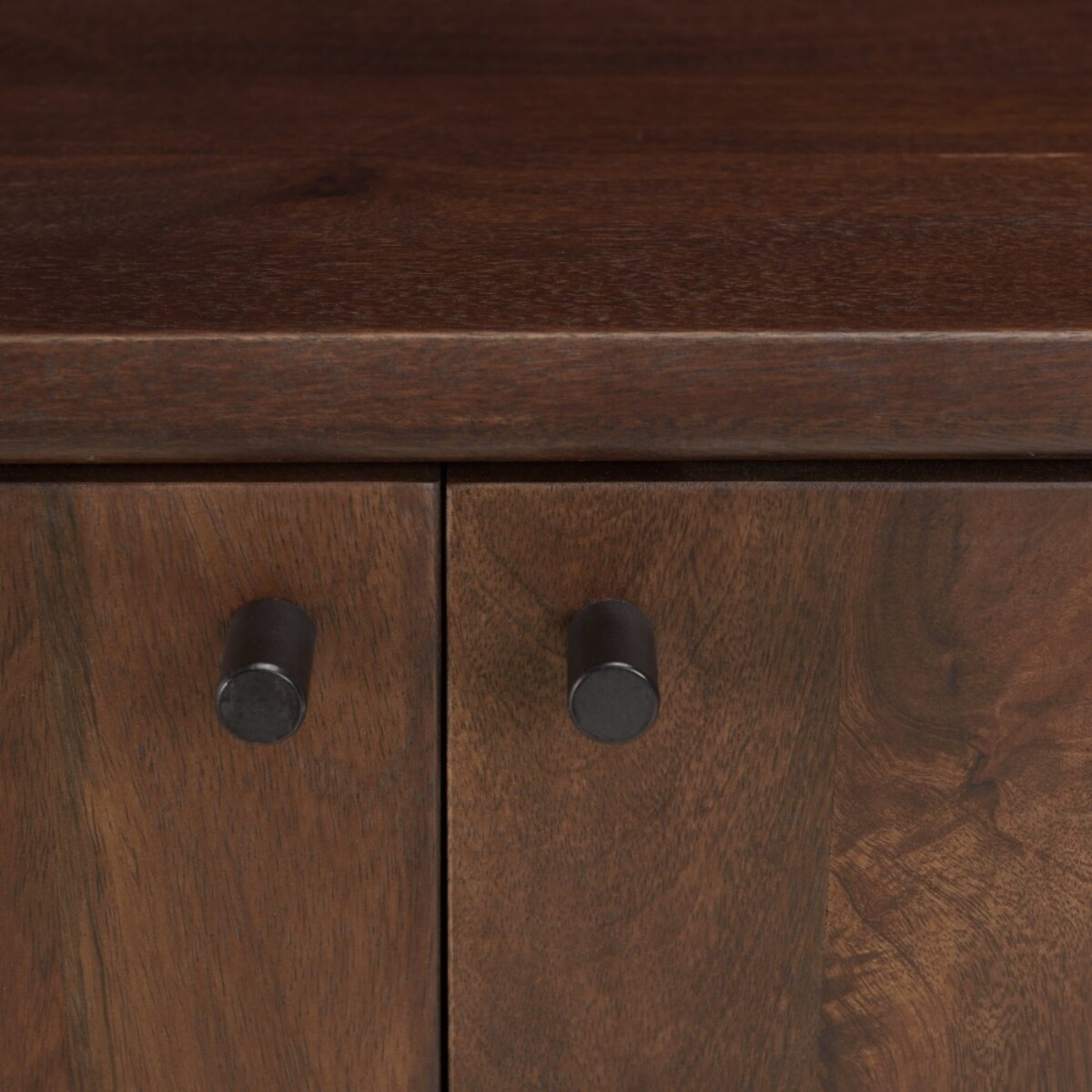 ALIX - Meuble TV design bois foncé et métal noir 4 portes ALIX