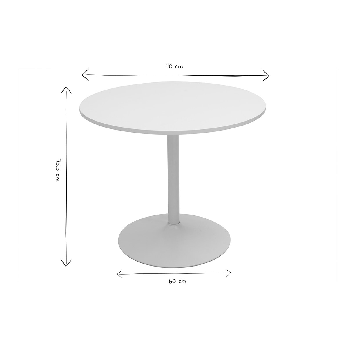 Table à manger design ronde blanche D90 cm CALISTA