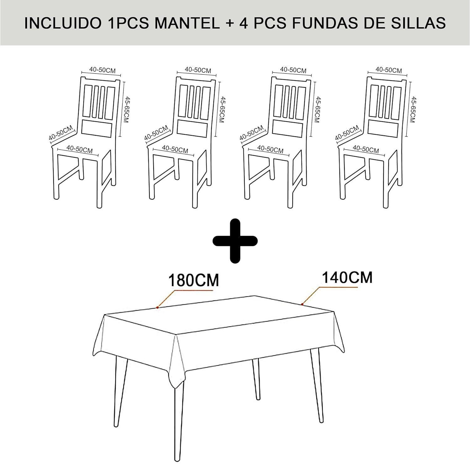 DAM Mantel impermeable de 140x180cm y 4 fundas de silla. 180x140x1 Cm. Color: Azul