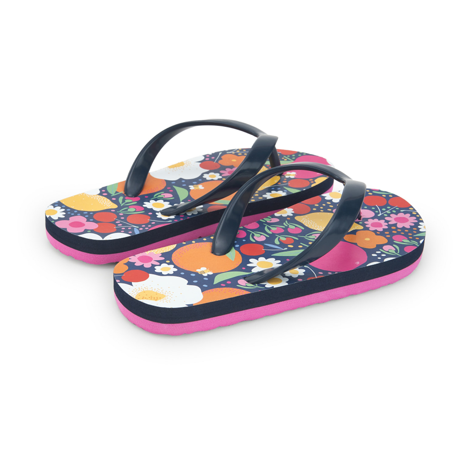 Chanclas estampadas con flores de color fucsia, Chanclas