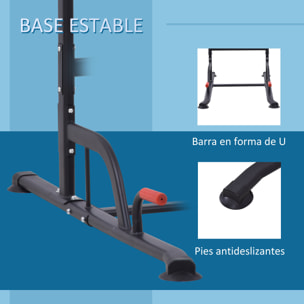 Torre de Ejercicios Estación Multifuncional Altura Ajustable con 7 Orificios para Entrenamiento Fitness Casa Gimnasio Oficina Carga Máx. 120 kg 123x98x189-239 cm Negro y Rojo