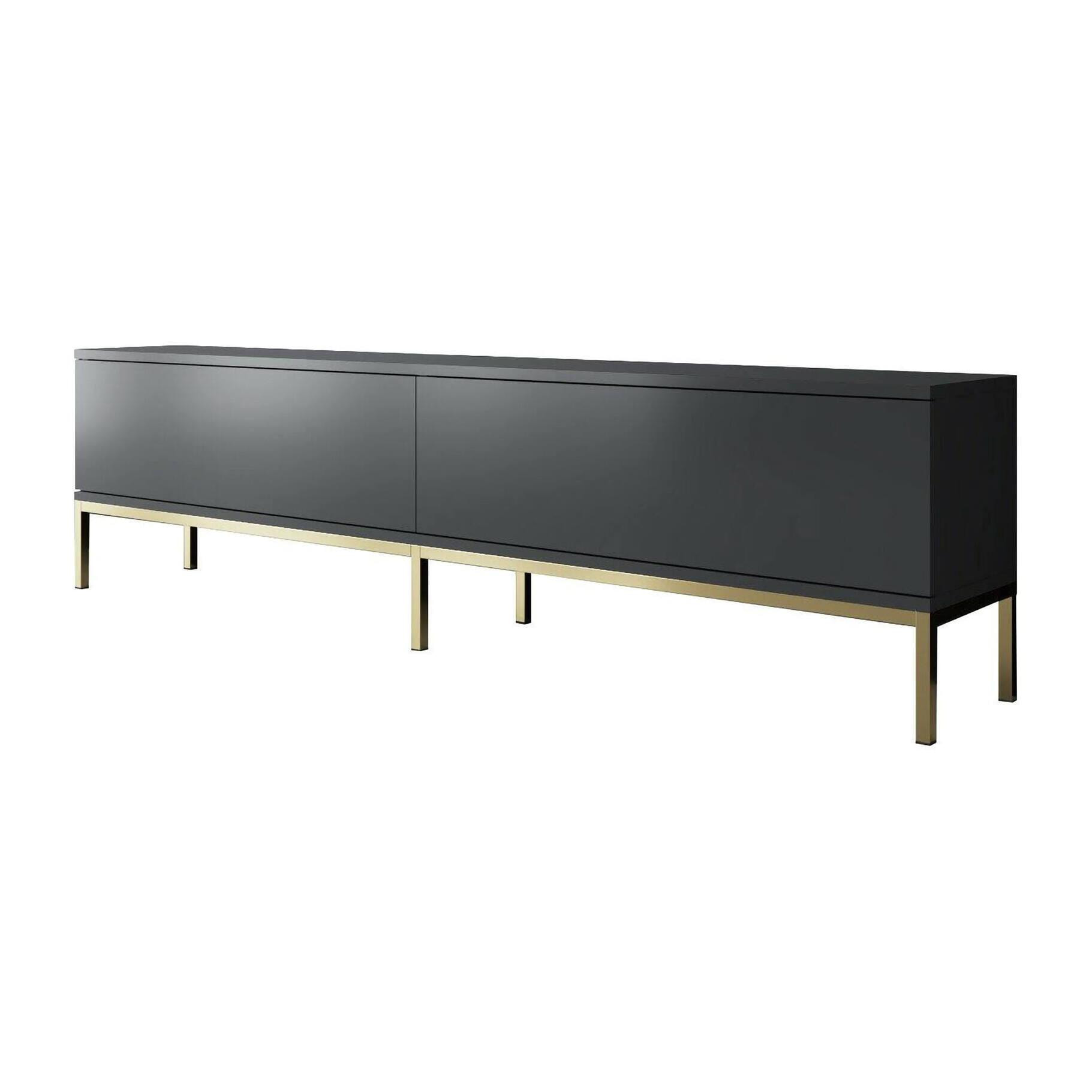 Mobile porta TV Dpetrell, Credenza da soggiorno, Armadio basso per TV, Base parete attrezzata, 180x30h47 cm, Antracite e Oro