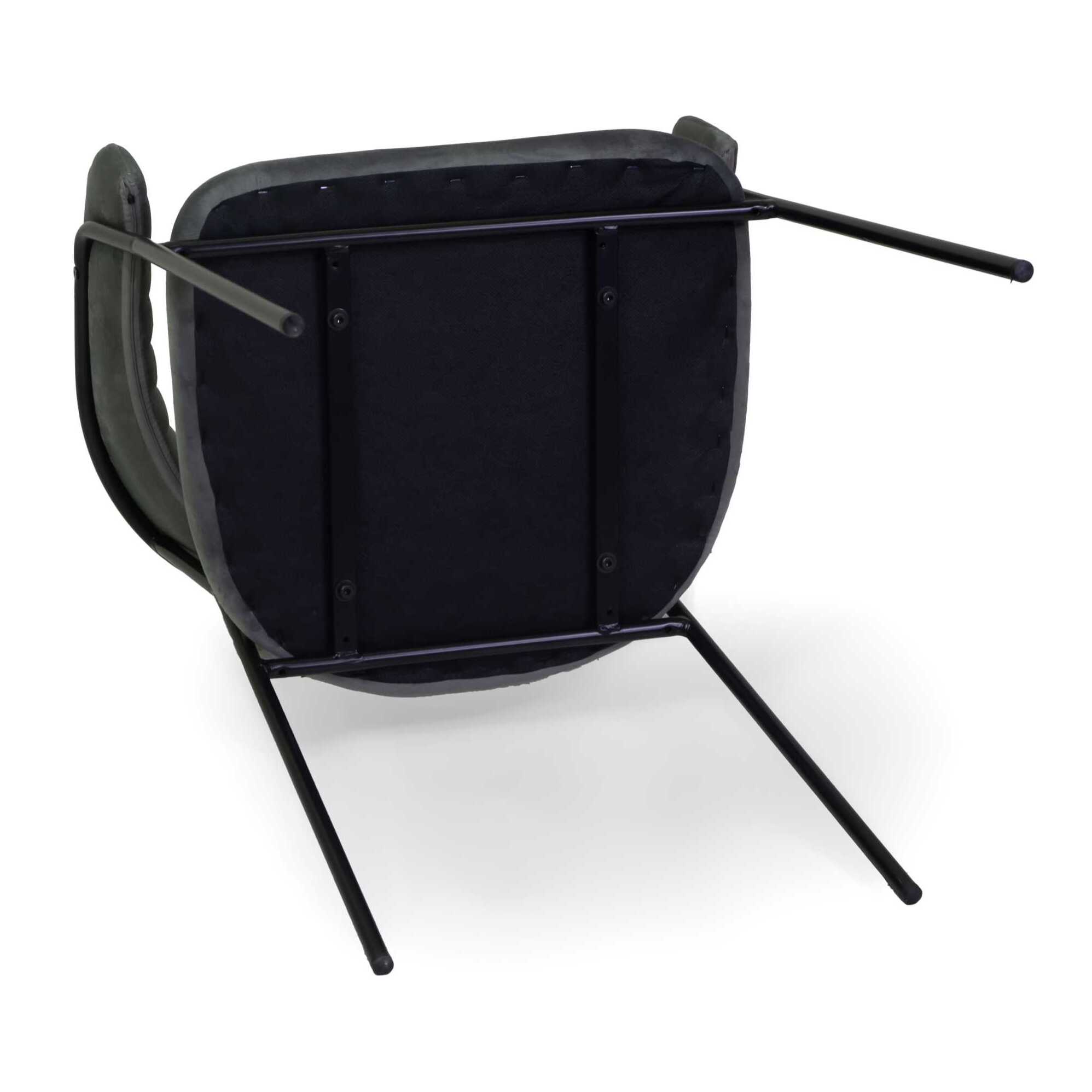 Poltrona Chloe Vacchetti in velluto grigio con struttura nera cm59x51h83,5