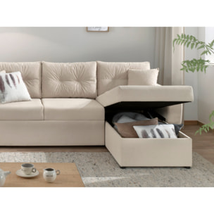 Astoria - canapé d'angle réversible - convertible avec coffre - style contemporain- 4 places - Beige