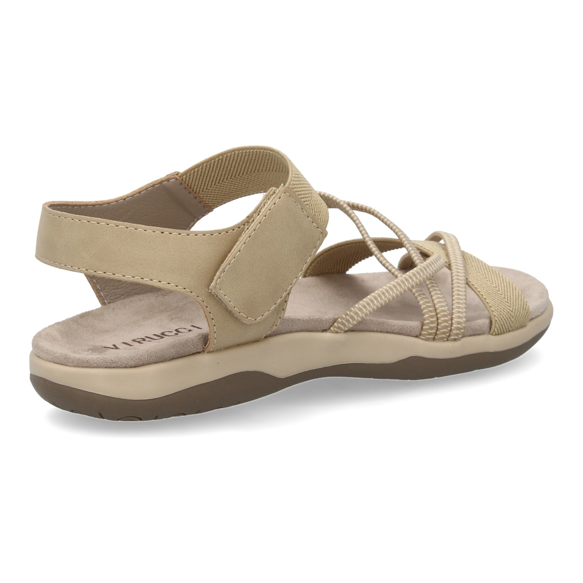 Sandalias planas de mujer diseño moderno, comodas con cierre de cierre autoadherente y con tiras elasticas cruzadas