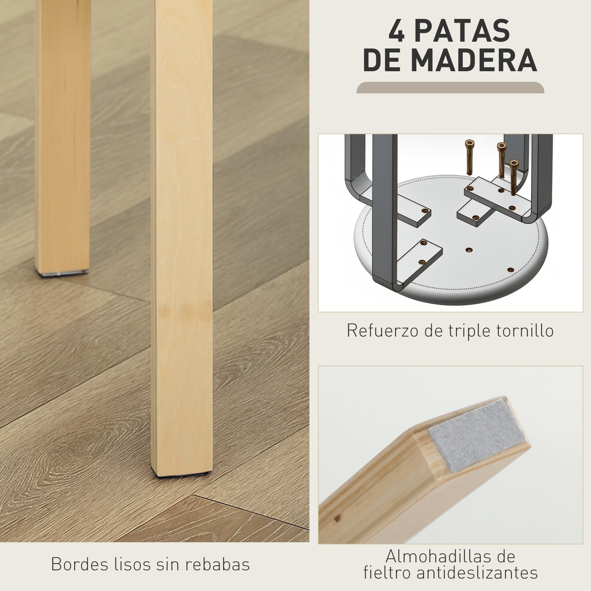 Juego de 4 Taburetes Apilables Redondos Taburetes Bajo de Cocina con Asiento Acolchado para Comedor Dormitorio Oficina Salón