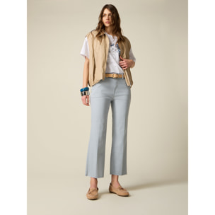 Oltre - Pantaloni cropped in drill misto cotone - Azzurro