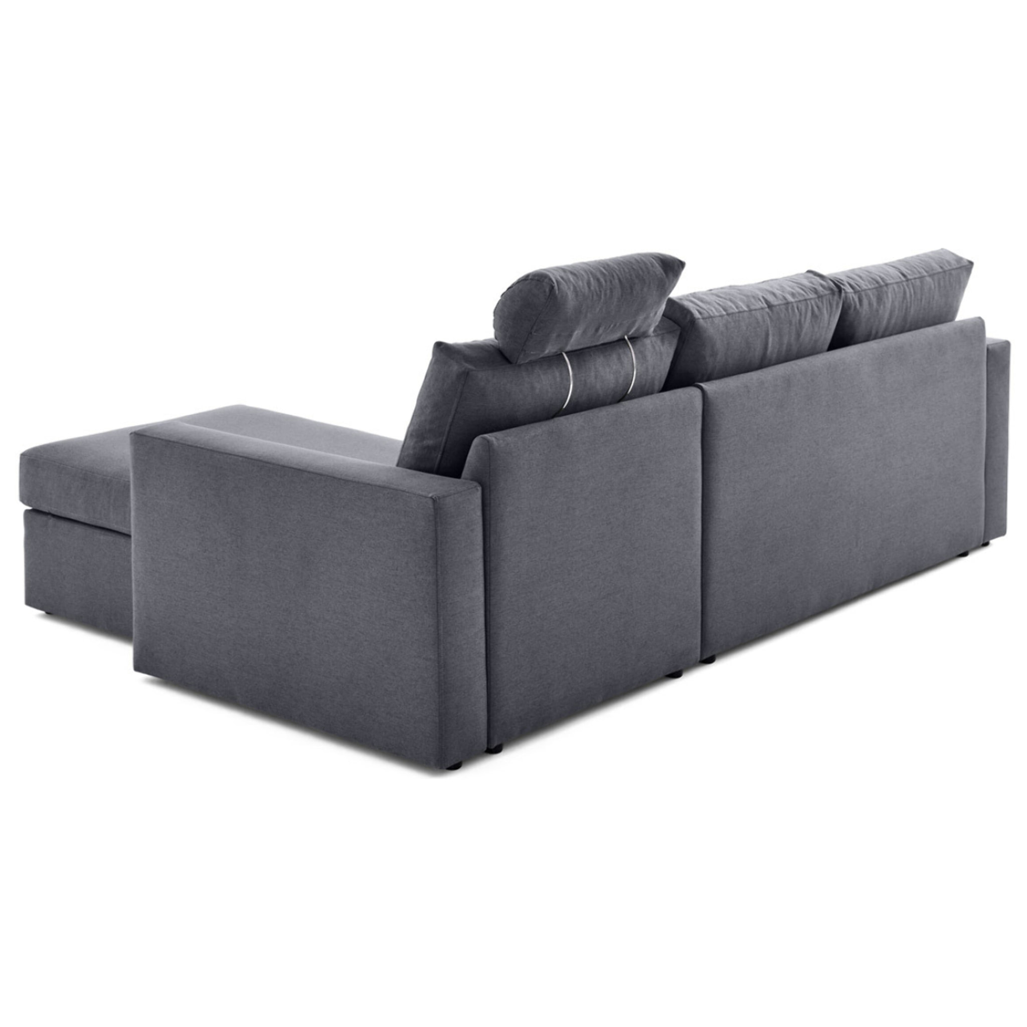 Barrie - canapé d'angle réversible 4 places avec têtière amovible en tissu - Gris