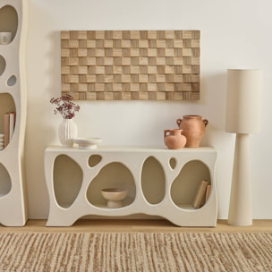 Meuble bas 4 étagères Chesni ivoire 137x36cm