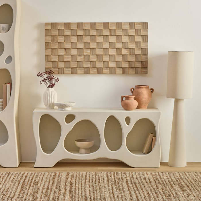 Meuble bas 4 étagères Chesni ivoire 137x36cm