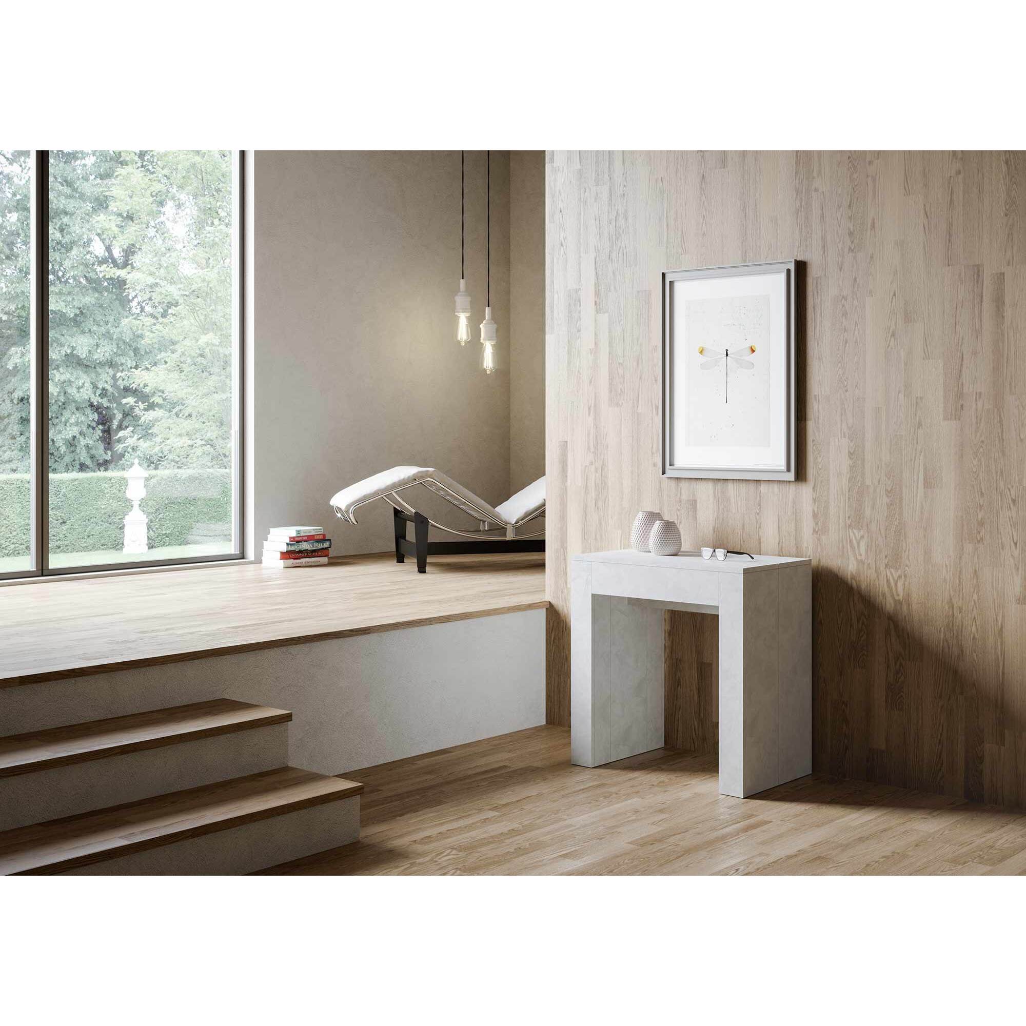 Consolle allungabile 78x47/299 cm Allin Bianco Spatolato allunghe interne