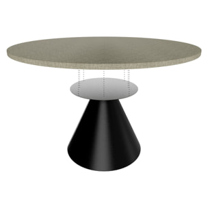 Artù Black - Tavolo da pranzo rotondo ⌀ 120 cm in legno laminato con base a cono in metallo Grigio Testurizzato