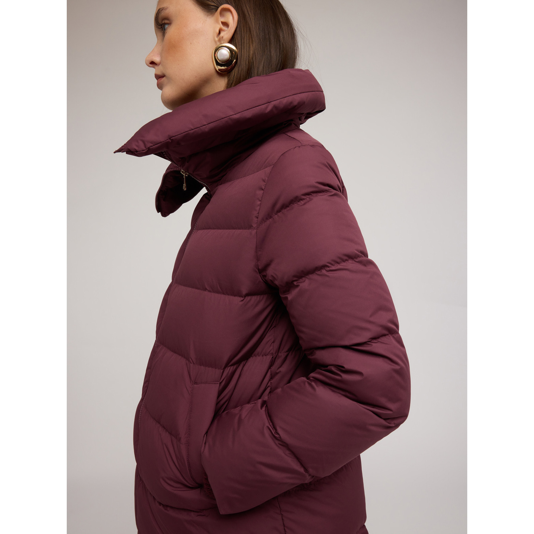 Motivi - Plumífero largo con cuello amplio - Burgundy