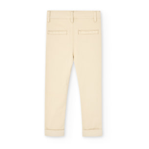 PantalÃ³n elÃ¡stico liso en botÃ³n de color beige, PantalÃ³n