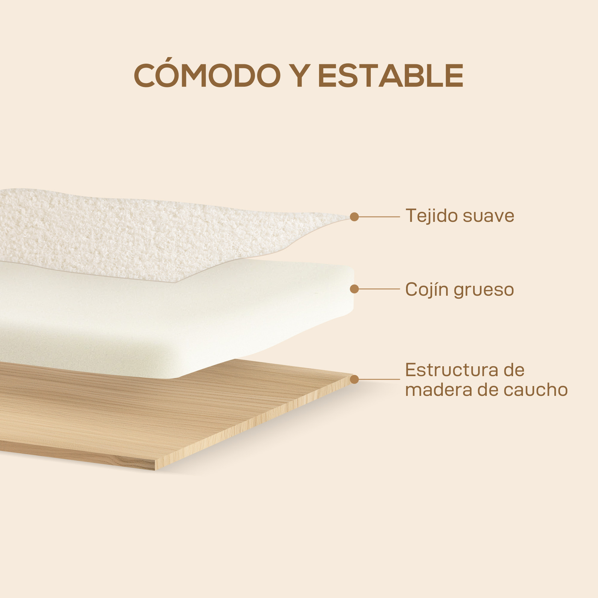 Sillón de Salón Tapizado en Borreguito Butaca de Salón de 74,5 cm con Acolchado Grueso Reposabrazos y Patas de Madera para Dormitorio Sala de Estar Crema