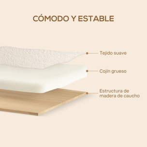 Sillón de Salón Tapizado en Borreguito Butaca de Salón de 74,5 cm con Acolchado Grueso Reposabrazos y Patas de Madera para Dormitorio Sala de Estar Crema