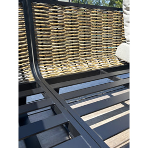 KUMLA - Salon de jardin bas 6 places - Noir