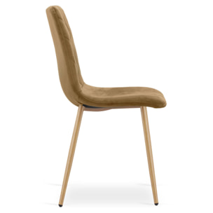 Sedia Turin in velluto marrone con gambe effetto legno