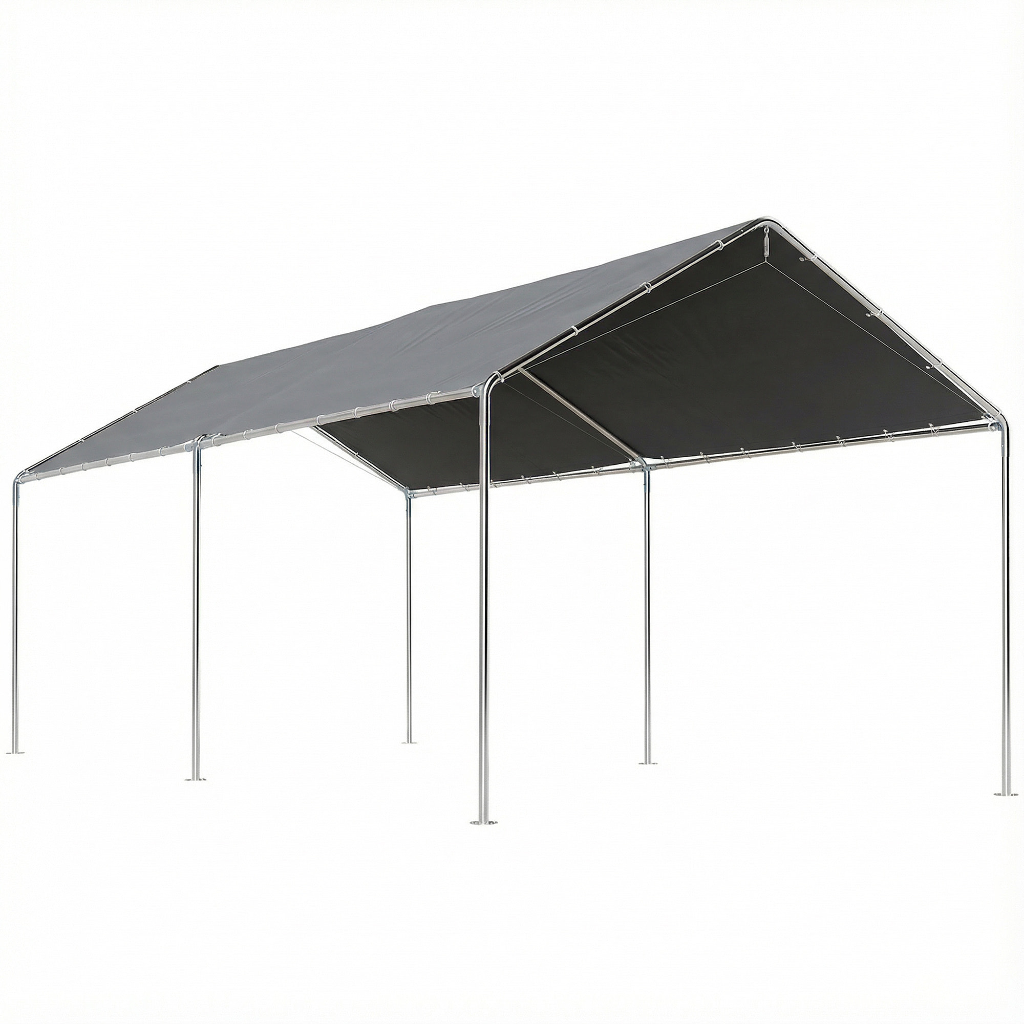 Carpa Garaje para Coche 3x6 m, Cochera Exterior Portátil con Marco de Acero Galvanizado, Impermeable, Anti-UV, Pabellón Gazebo de Jardín con Accesorios, para Eventos, Fiestas, Gris