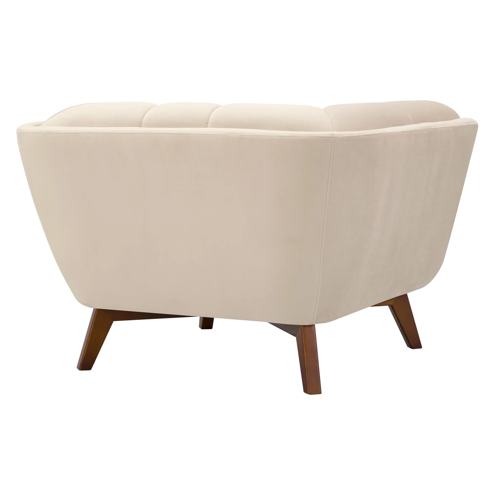 Fauteuil en velours beige capitonné - Mona