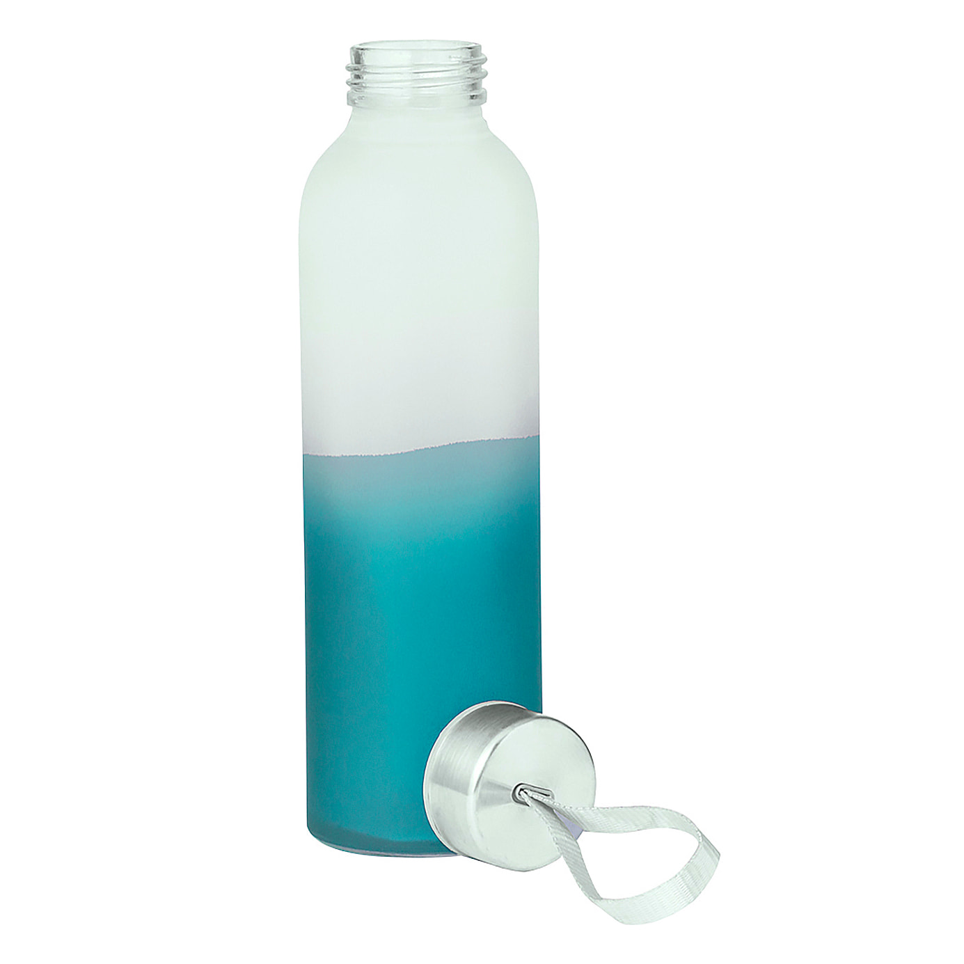Bidón de cristal y acero inox con 500 ml de capacidad. Tapón de rosca con sellado perfecto y correa para fácil transporte.