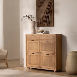 Meuble à chaussures Turin -placage en bois naturel d'acacia-couleur antique 110 x 103 x 30 cm