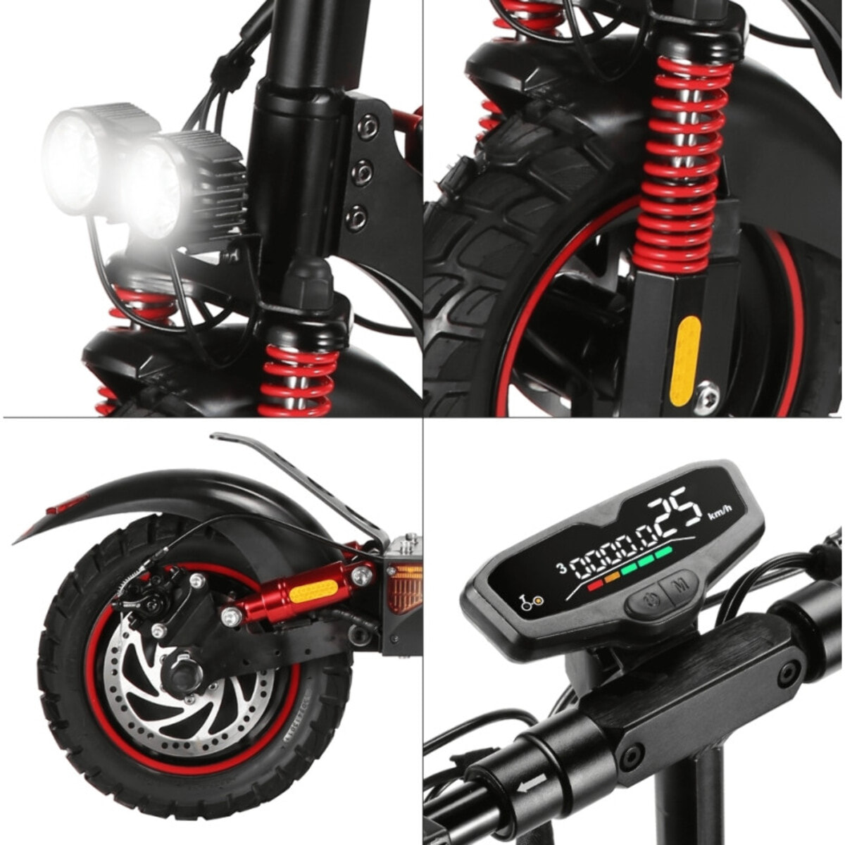 Trottinette électrique EBOOST GO - 25 km/h, 40 km autonomie, batterie 48V 10Ah, double frein à disque, suspensions x4,