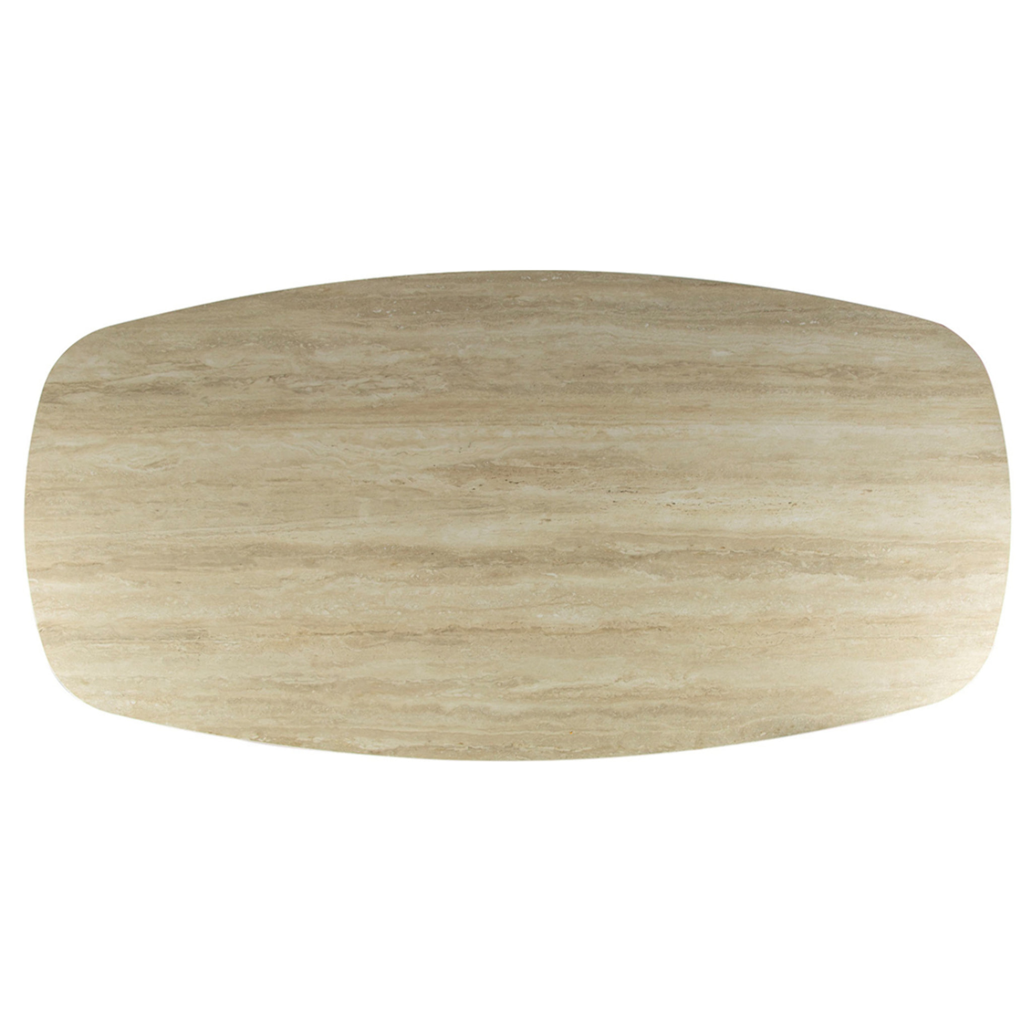 Ruben - table à manger - plateau en céramique 3D effet travertin - pieds en acier - 6 à 8 personnes - Beige / Noir