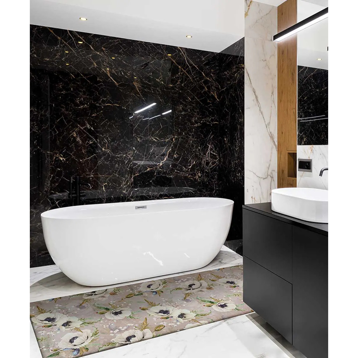 Passatoia tappeto cucina bagno ingresso multiuso, disegno fiori stile floreale