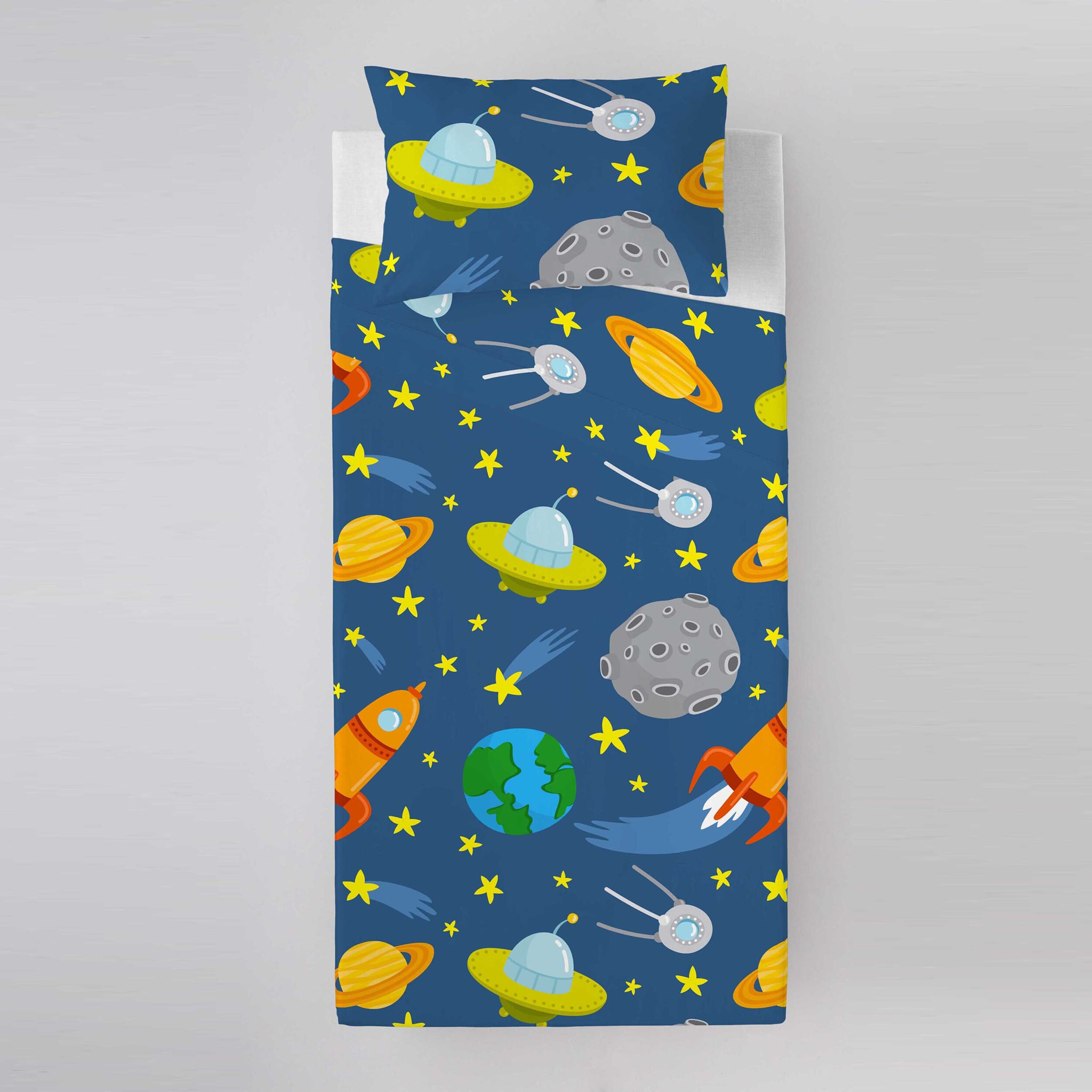 Cool Kids - Juego de Sábanas Estampadas - Infantil - Incluye 1 Funda de Almohada - 100% Algodón - Lluc A