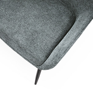 Set di 4 sedie TALLINN in tessuto antracite e gambe in metallo nero opaco, con braccioli