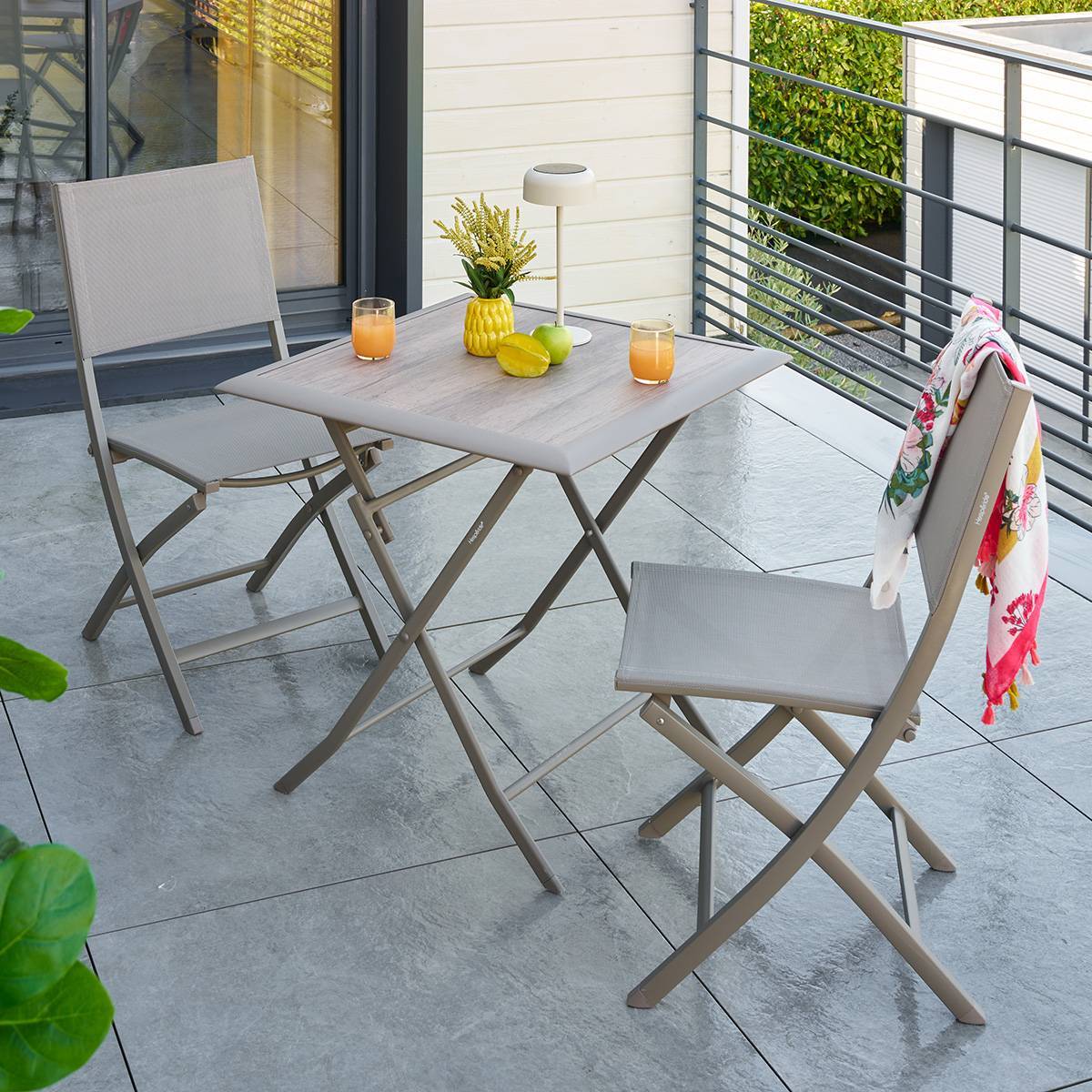 Table de jardin 2 places Azua pliable café 71x71cm