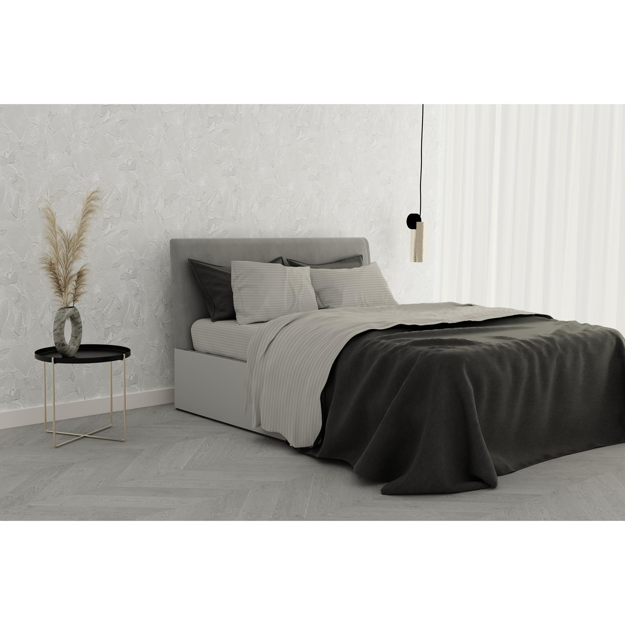 COMPLETO LETTO SATIN STRIPES RASO DI POLIESTERE MADE IN ITALY - MATRIMONIALE TORTORA